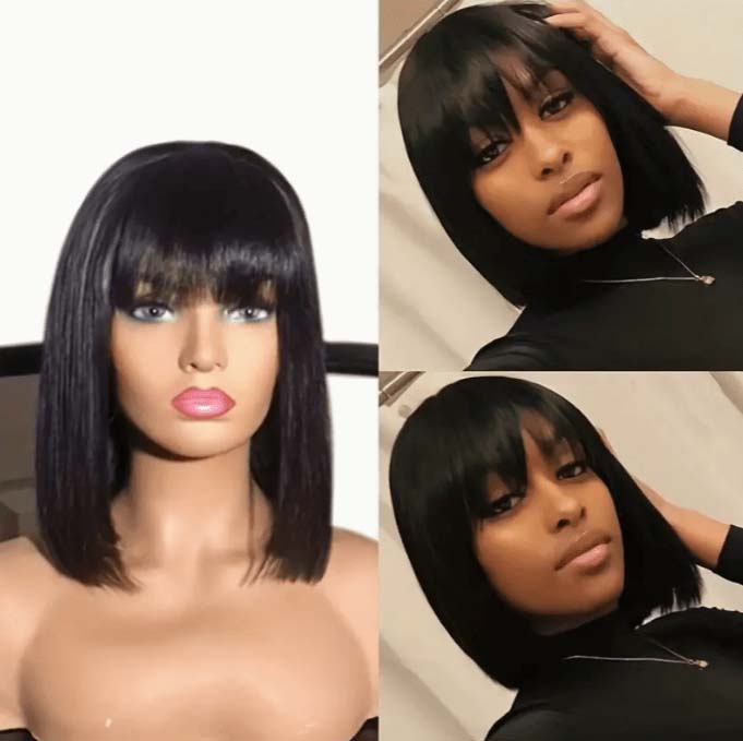  Short Bob Straight Human Hair Wigs