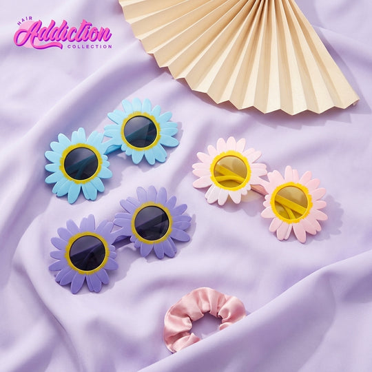 Trendy Sunflower Sunglasses - Cute Daisy Flower Round Glasses for Kids & Women