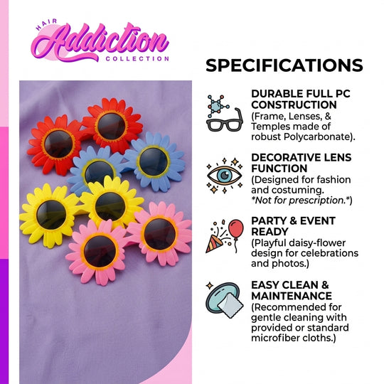 Trendy Sunflower Sunglasses - Cute Daisy Flower Round Glasses for Kids & Women