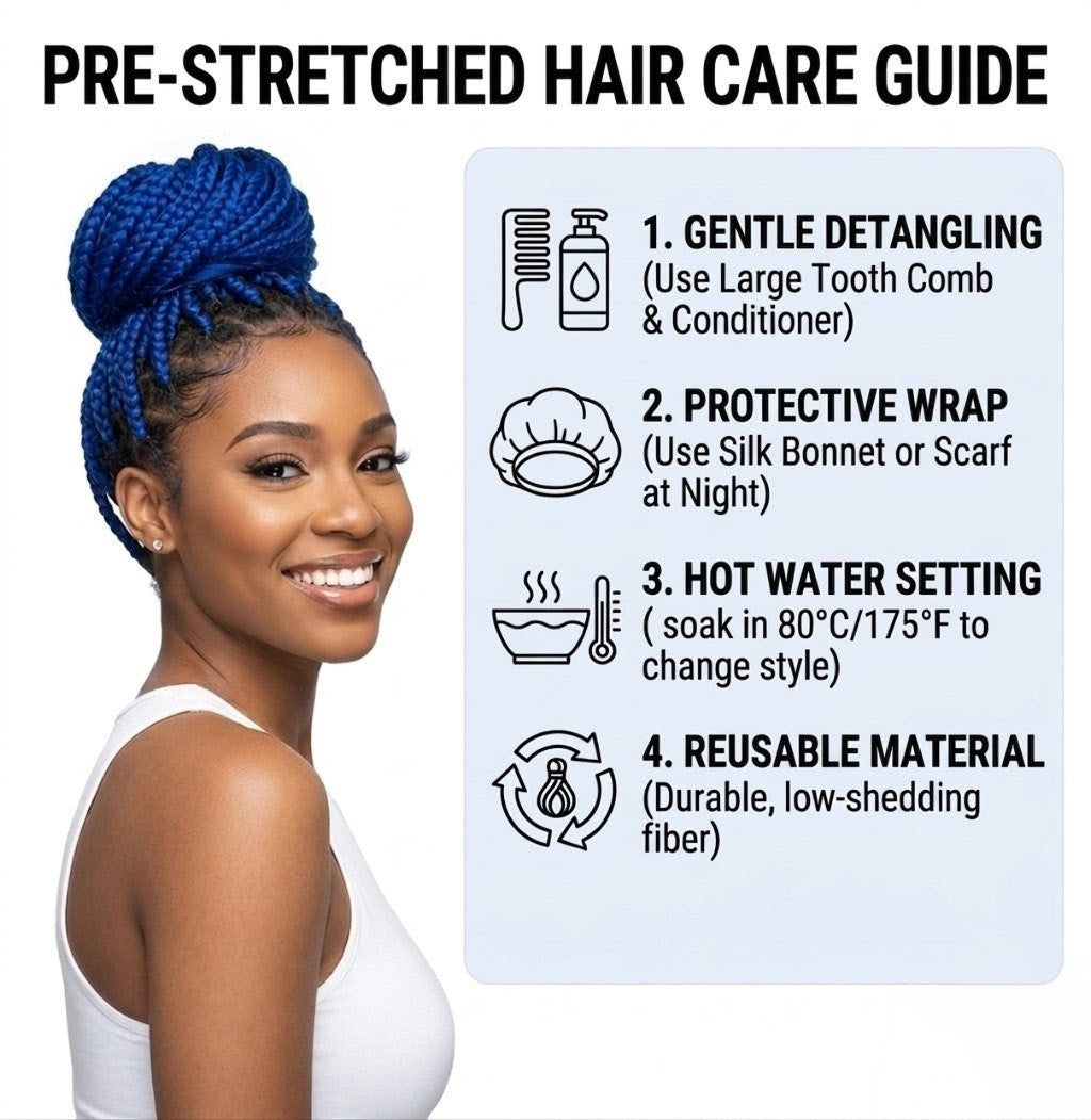 Sapphire Blue Pre-Stretched Braiding Hair | 26" Yaki Texture Synthetic Extensions (Single Pack)
