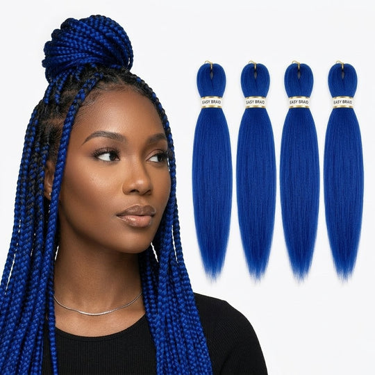 Sapphire Blue Pre-Stretched Braiding Hair | 26" Yaki Texture Synthetic Extensions (Single Pack)